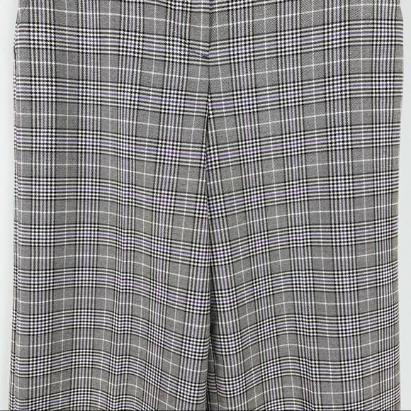 Halogen brown purple plaid checked wide leg preppy academia cropped pants 2 - Picture 3 of 8